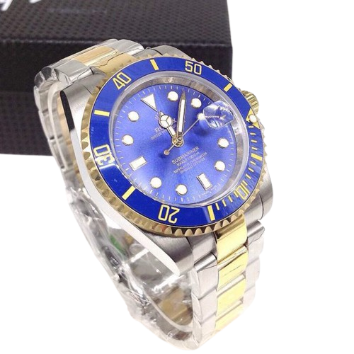 Submariner bleu, or, argenté
