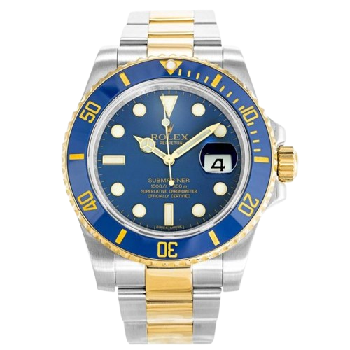 Submariner bleu, or, argenté